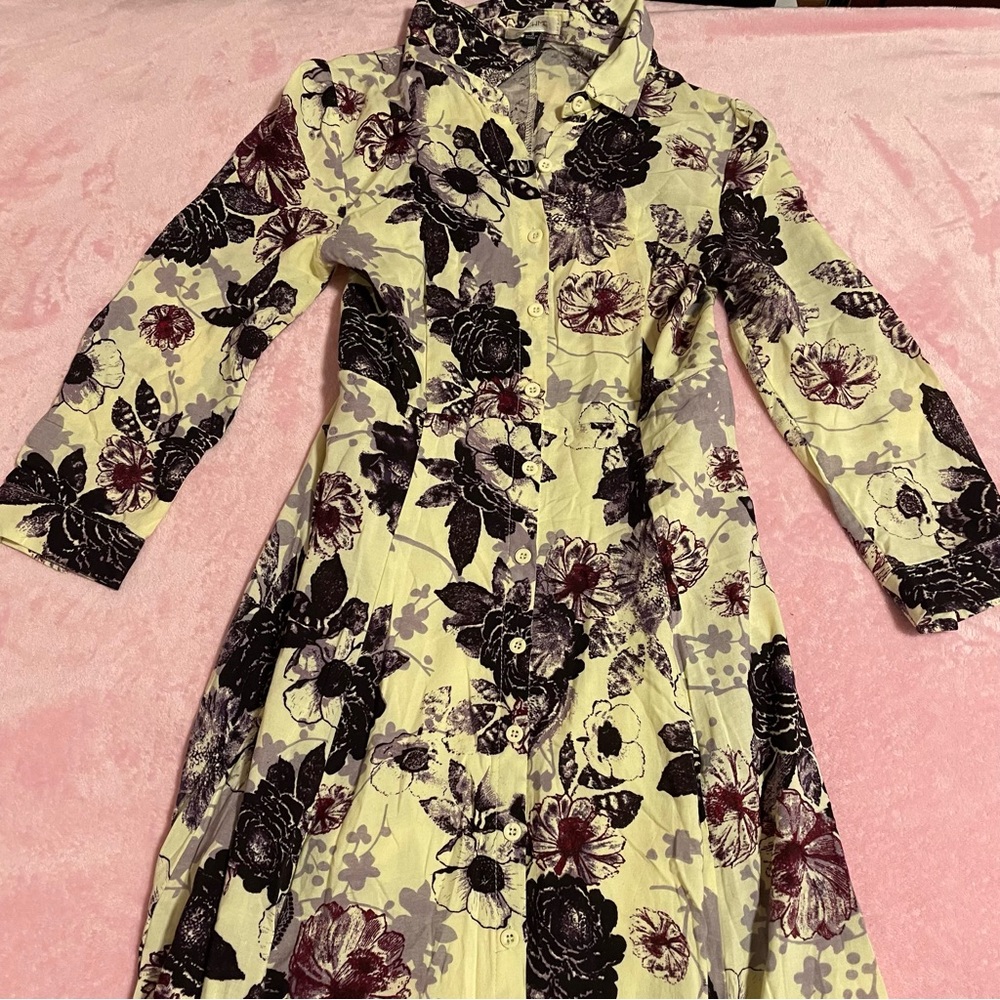 Women’s Cream Purple Floral Flower Long Maxi Dress Size Small - Picture 6 of 10